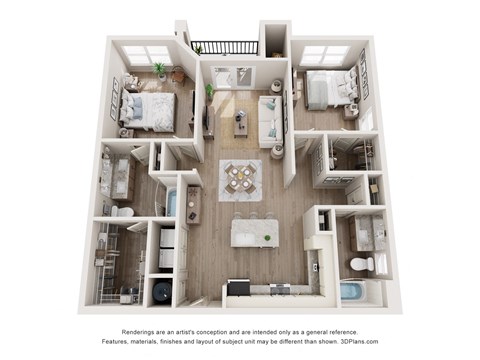 a 3d floor plan of a home with a bedroom and living room